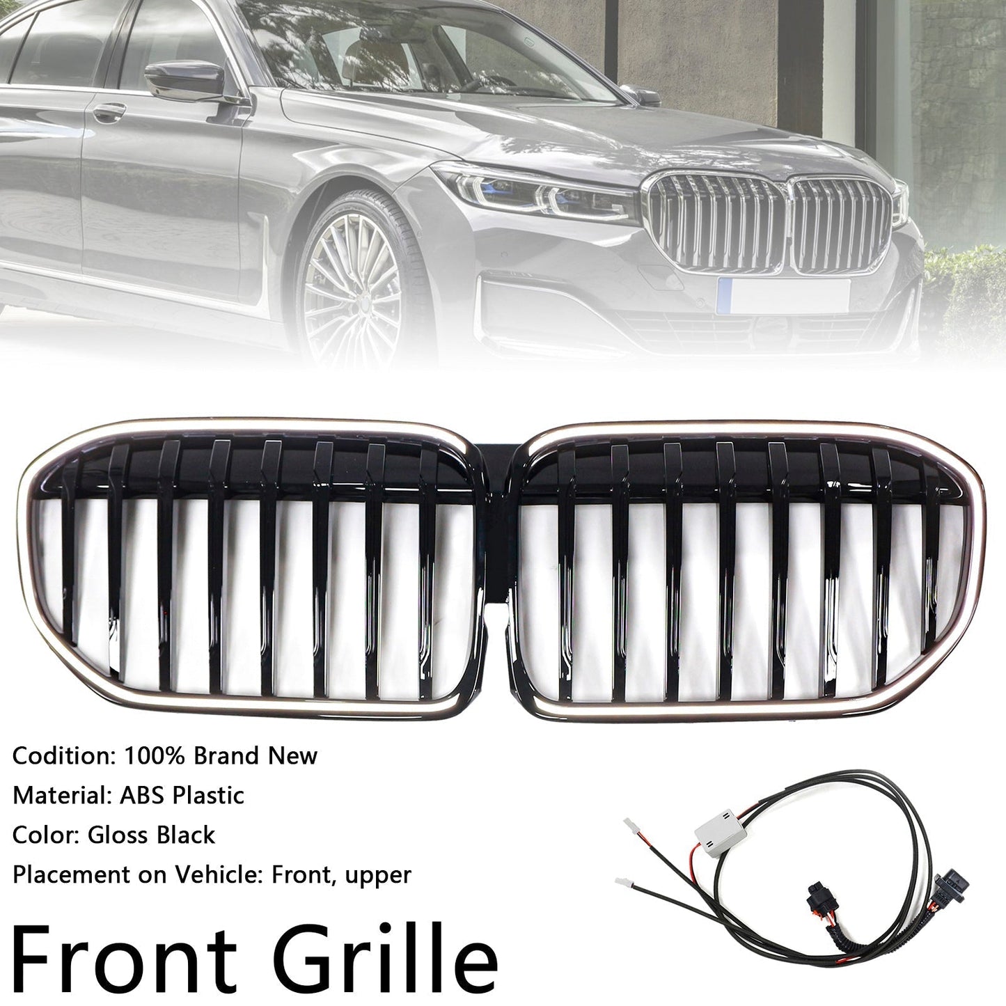 2019-2022 BMW 7 Series G11 G12 Single Slat Gloss Black Front Grill Grille