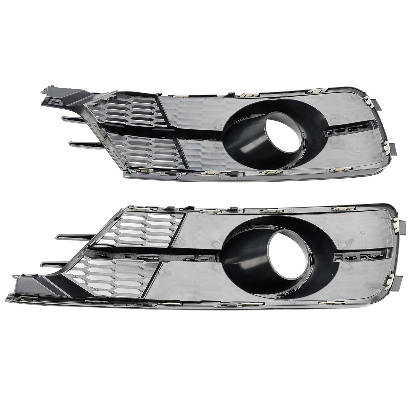 2016-2018 Audi A6 C7 W/ACC Hole Pair Front Bumper Lower Light Cover Grille Black Grill