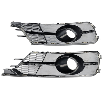 2016-2018 Audi A6 C7 W/ACC Hole Pair Front Bumper Lower Light Cover Grille Black Grill