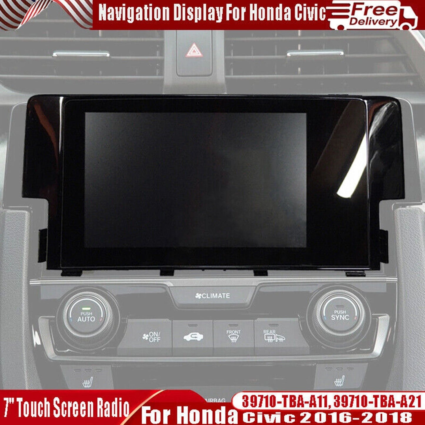 Radio con pantalla táctil de 7" para Honda Civic (2016-2018) 39710-TBA-A11 39710-TBA-305