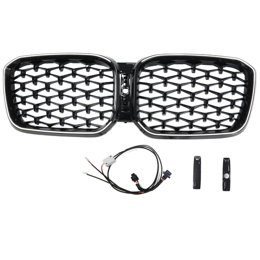 2022-2025 BMW X3 G01 X4 G02 Diamond Glossy Black Front Bumper Kidney Grille