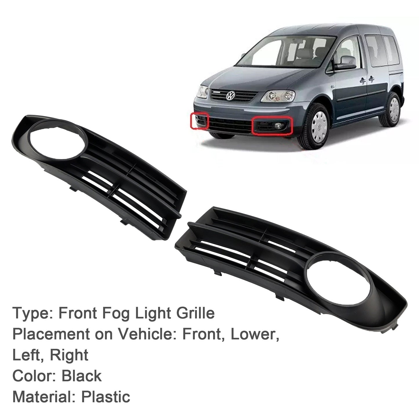 2003-2006 Volkswagen Caddy Front Bumper Foglight Grille 1T0807666A 1T0807665A
