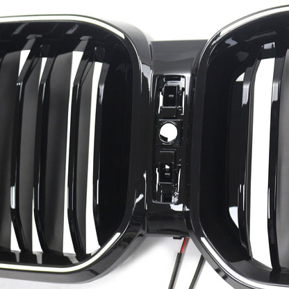 BMW X3 G01 / X4 G02 2022-2025 Black Kidney Front Grill Air Intake Radiator Bumper Grille W/ LED Strip Light