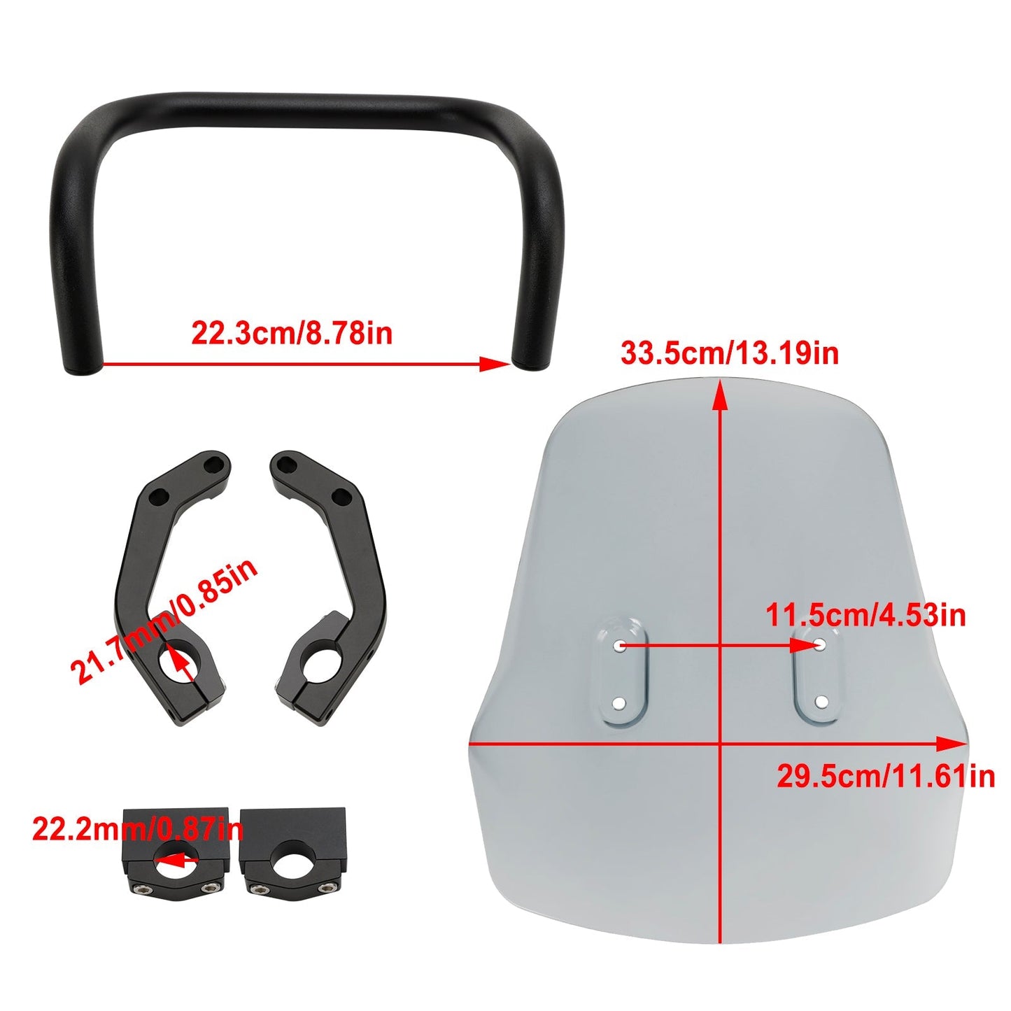 Pare-brise + support pour HONDA CRF250L/S CRF250M CRF300L 2021-2022