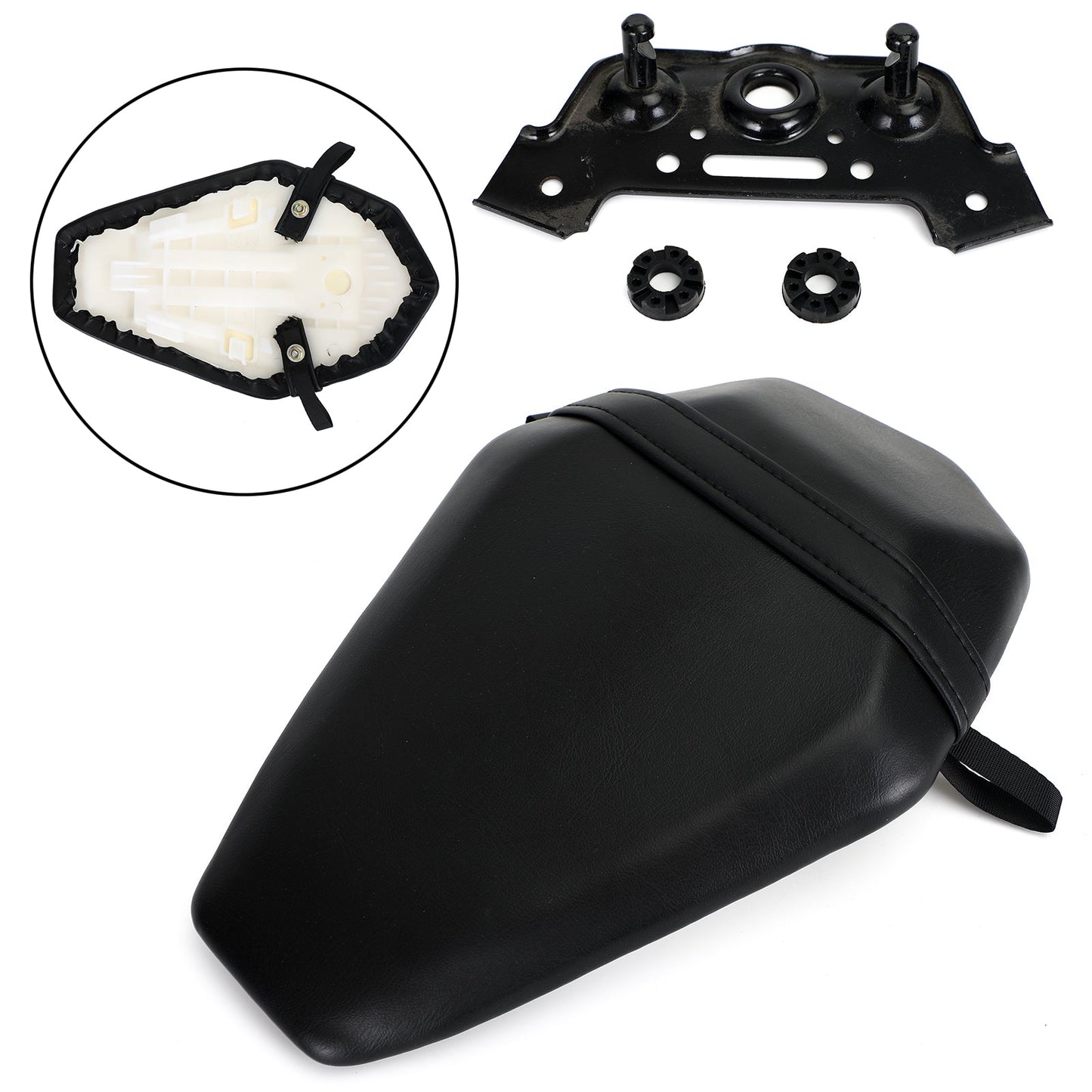 Cojín negro para asiento trasero de pasajero compatible con Kawasaki ZX-10R (2016-2020)