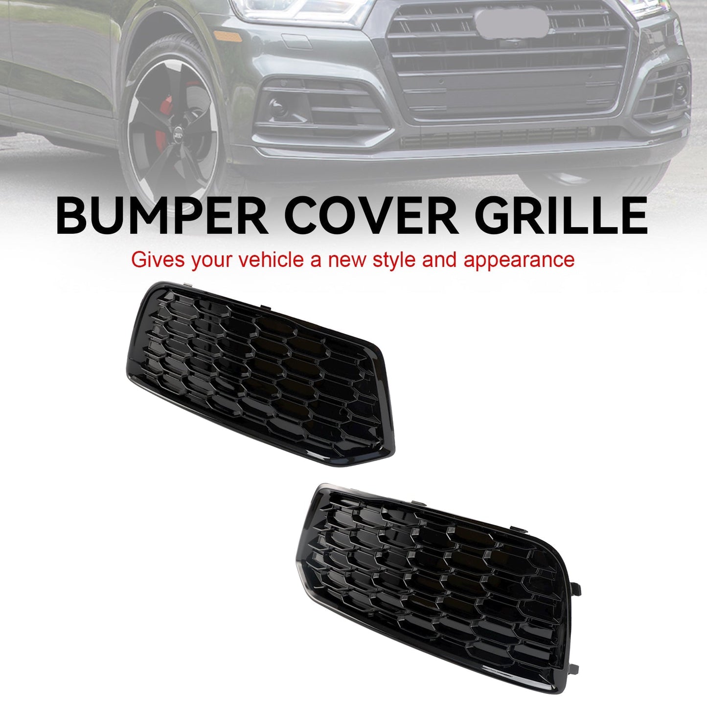 2018-2022 Audi Q5 Standard Version 80A807679D 80A807679DRU6 2PCS Front Bumper Cover Grille Grill Bezel Insert Generic