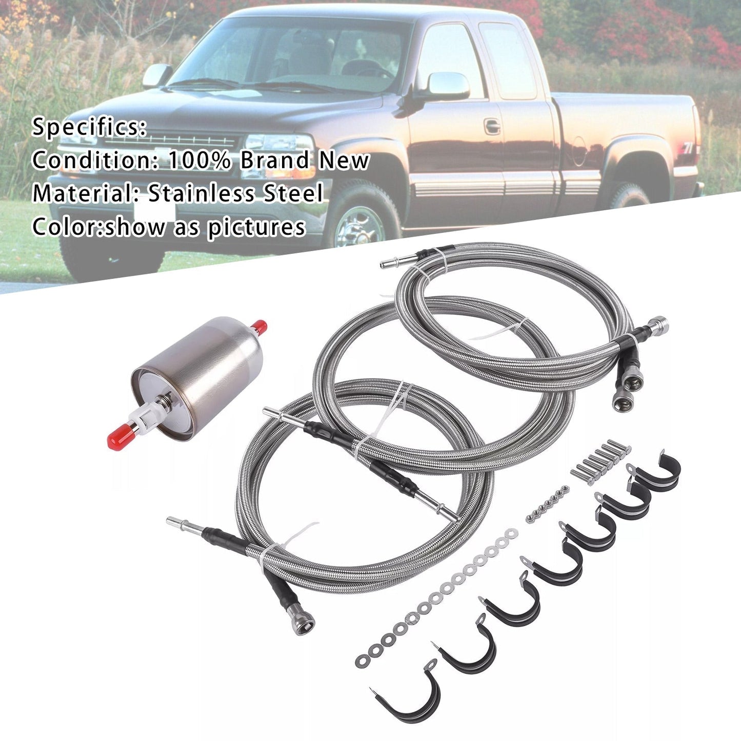 Kit de líneas de combustible trenzadas de acero inoxidable para Chevy Silverado 2500 HD 3500 (2001-2003) 819-840 15043857