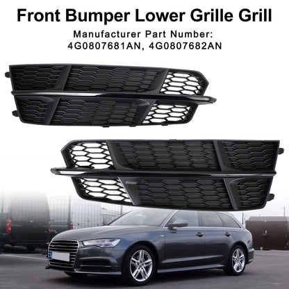 2016-2018 Audi A6 C7 S-Line Bumper Front Bumper Lower Grille Grill Matt Black 4G0807681AN 4G0807682AN Generic