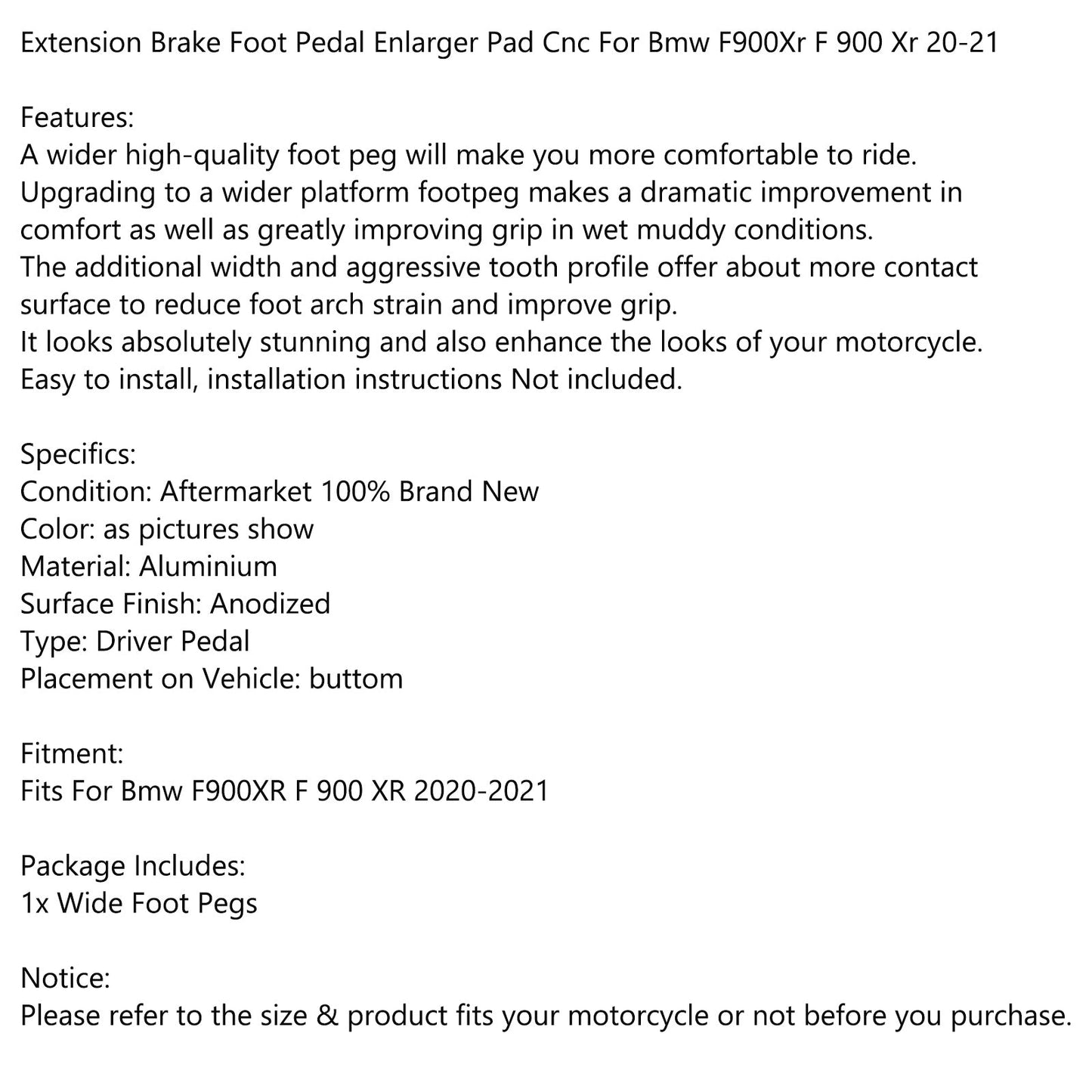 Extension Brake Foot Pedal Enlarger Pad Cnc For Bmw F900XR F 900 XR 20-21 Silver