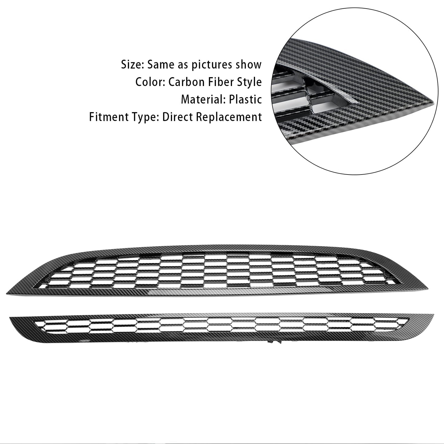 2002-2006 Mini Cooper R50 R52 R53 2PCS Honeycomb Mesh Front Grille Black Replacement Grill