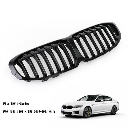 2019-2023 BMW F40 118i 120i 116d 118d M135i 1-Series Front Bumper Grill Gloss Black Grille