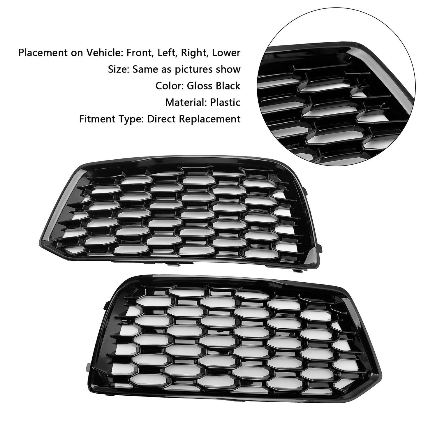 2018-2022 Audi Q5 Standard 2PCS Front Bumper Cover Grill Honeycomb Mesh Black Grille