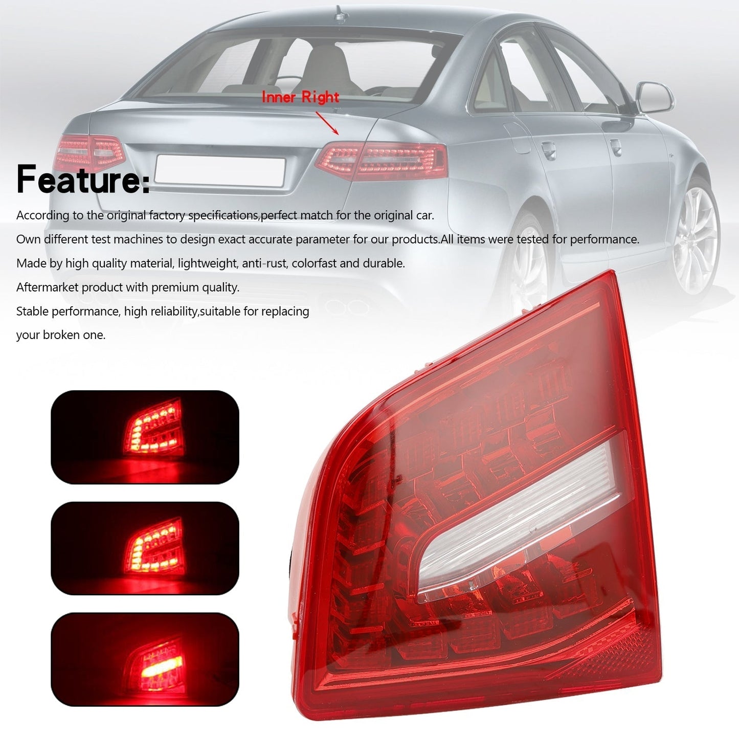 Luz trasera LED interior del maletero derecho del Audi A6 C6 Sedán 2009-2011