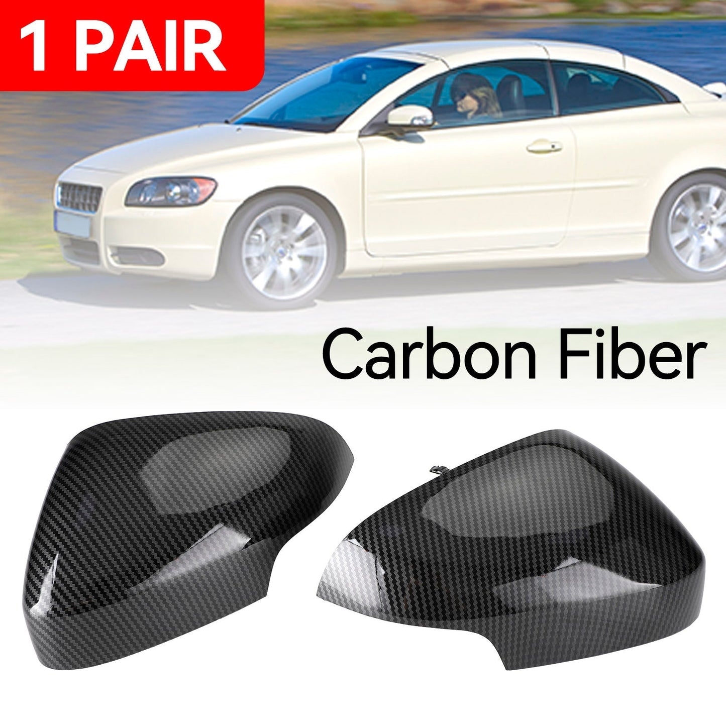 2008-2011 Volvo S80 3.2 Carbon Fiber Rearview Side Mirror Cover Cap #398505339 398505537
