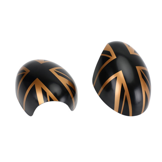 MINI Cooper R55 R56 R57 Noir/Or 2 x Coques de rétroviseurs Drapeau britannique Union Jack
