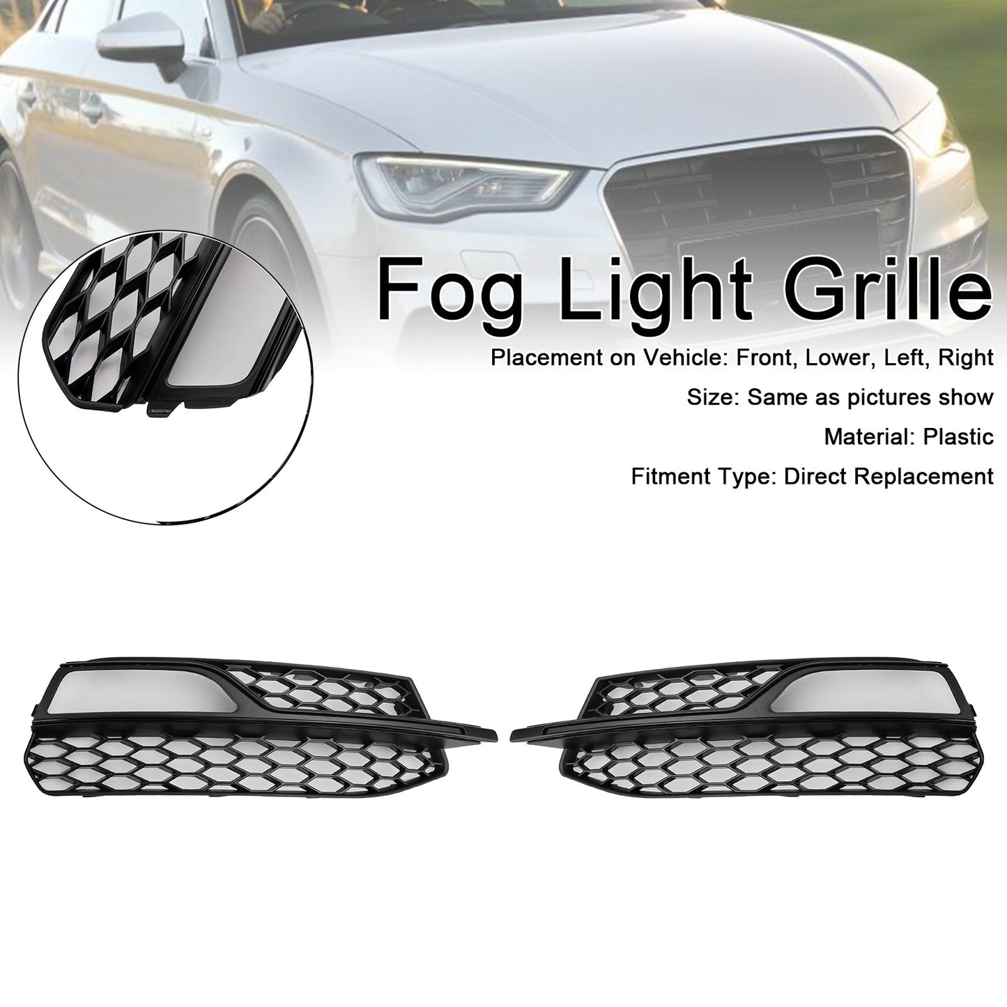 2013-2016 Front Lower Bumper Fog Light Cover Grille Fit AUDI A3 S3 S-Line