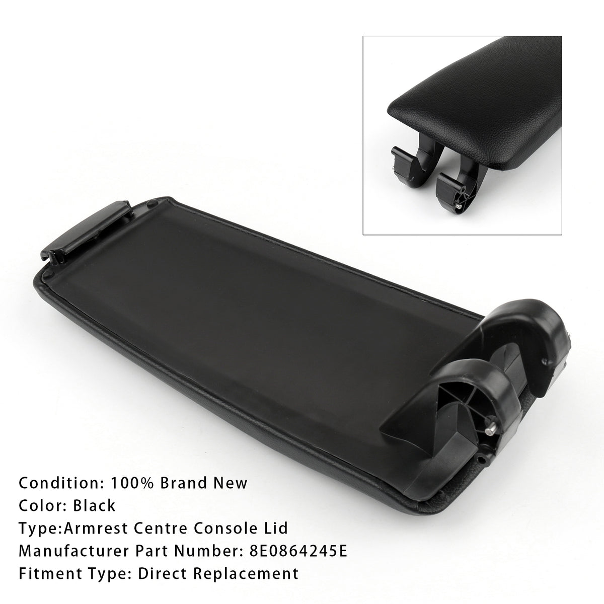 2001-2008 Audi A4 B6 B7 8E0864245E Black Leather Armrest Centre Console Lid