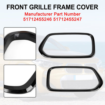 2018-2023 BMW X2 F39 sDrive18i/xDrive20i/sDrive20i/xDrive25e/M35i Gloss Black Front Bumper Grill Frame Cover Trim