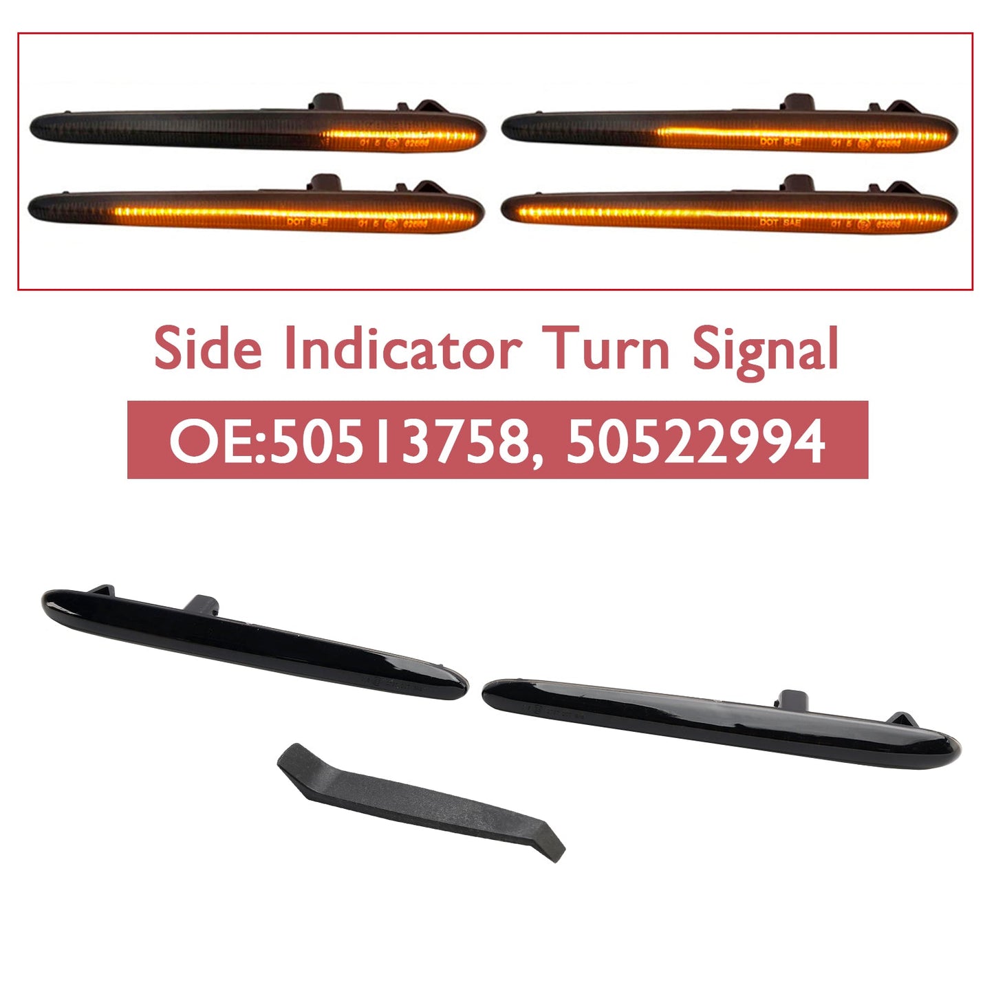 Clignotant latéral séquentiel à LED fumé pour Alfa Romeo Giulietta Ti Sprint 2010-2016 50513758