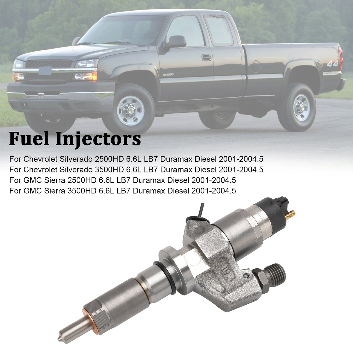 Injecteur de carburant diesel Duramax 6,6 L LB7 0445120008 0986435502 97208074 pour GMC Sierra 2500HD/3500HD 2001-2004.5