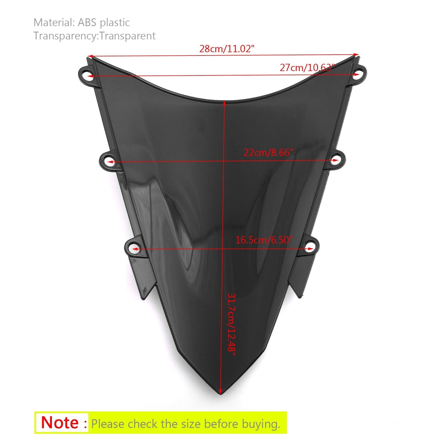 Pare-brise ABS pour moto Honda CBR500R 2016-2018, 1 pièce, noir