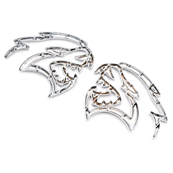 SRT Hellcat Silver 2PCS Hellcat Fender Side Emblem Badge Decal