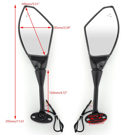 Rear View Mirrors w/ LED Turn Signals For Honda CBR600RR 03-14 CBR1000RR 04-07