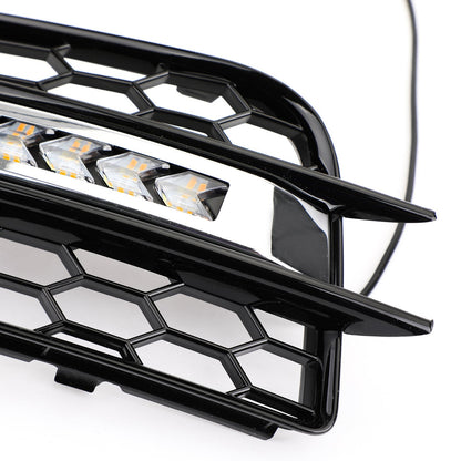 Audi 2008-2012 A4 S-Line S4 LED Fog Light Grill Chrome Ring Bumper