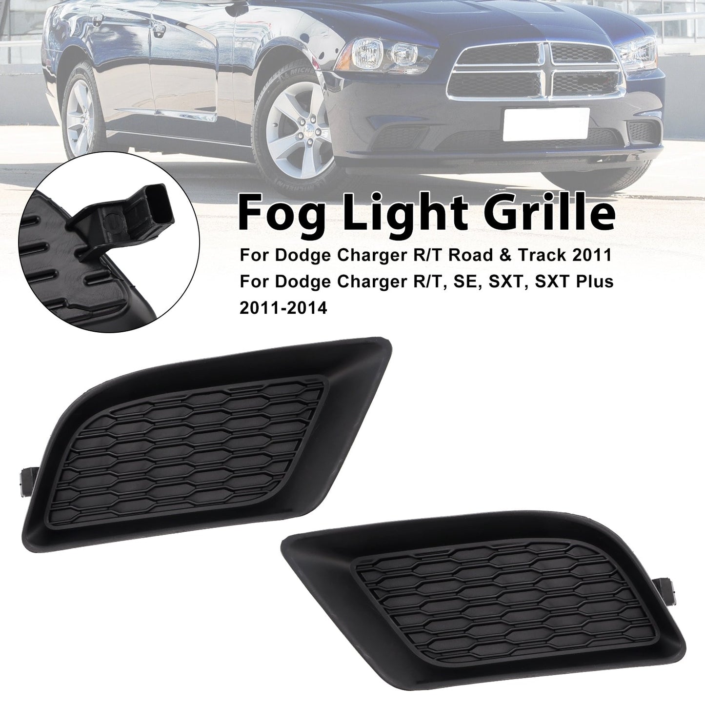 2011-2014 Dodge Charger R/T, SE, SXT, SXT Plus 2PCS Fog Light Cover 68092570AA 68092571AA