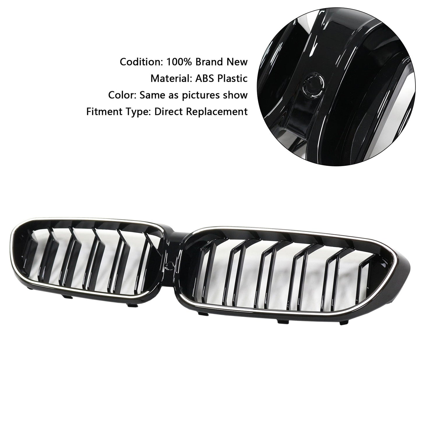 2017-2020 BMW 5 Series G30 G31 Front Kidney Black Grill Air Intake Radiator Double Slat Grille W/ LED Strip Light