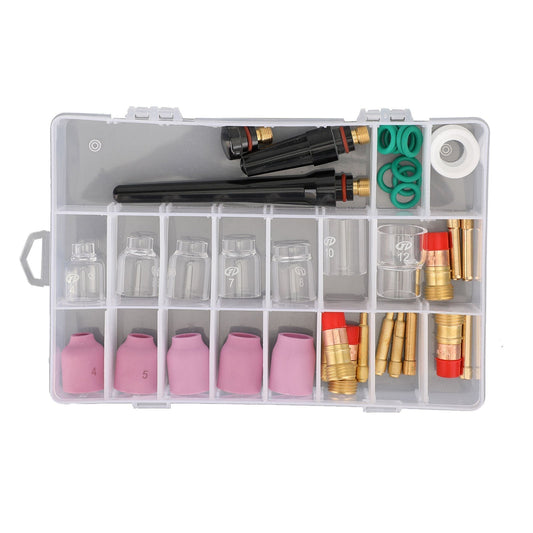 Kit de 40 copas de vidrio para lente de gas de antorcha de soldadura TIG para WP-17/18/26