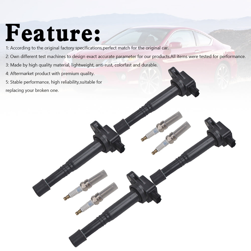 Honda Civic 2.4L L4 2012-2015, 4 bobines d'allumage et bougies d'allumage UF602 UF-602 5C1719