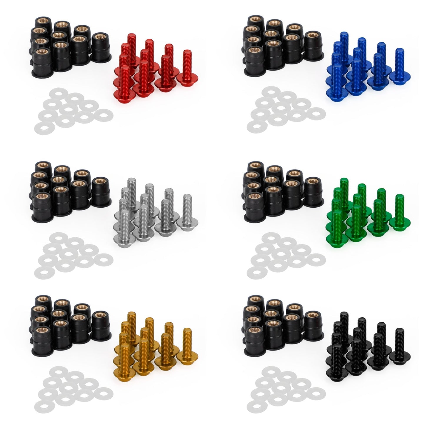 Motorcycle Wind Screen Shield Alu M5x16mm Screw Bolt Washers kit 10 Pack
