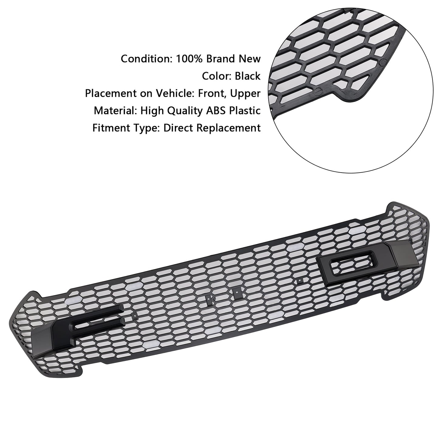 2015-2019 Matte Black Front Bumper Grill Grille Fit Ford Ranger T7 W/LED
