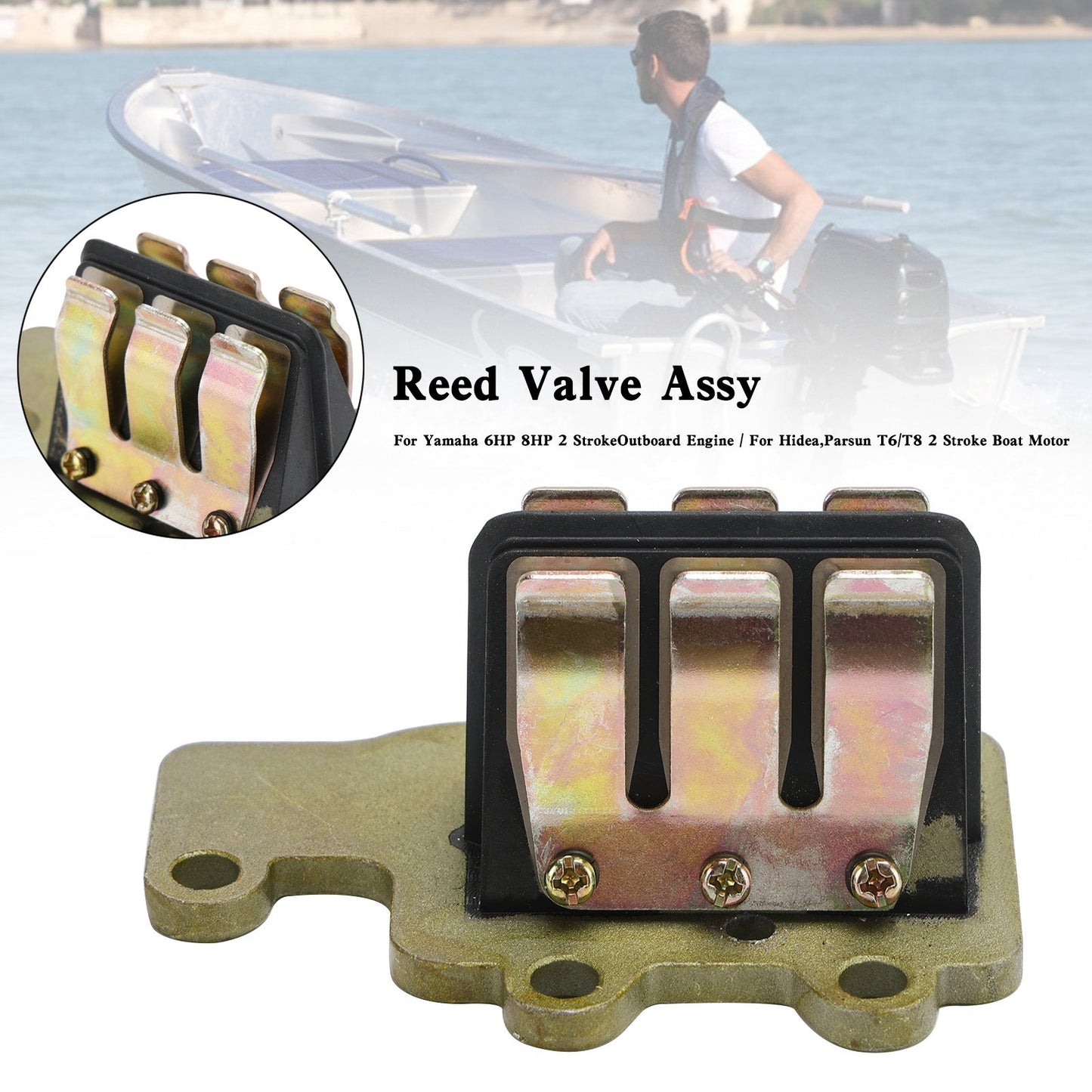 Conjunto de válvula de láminas 677-13610 para motores fueraborda Yamaha de 6 HP, 8 HP, 6B, 8B, Parsun T6 y T8