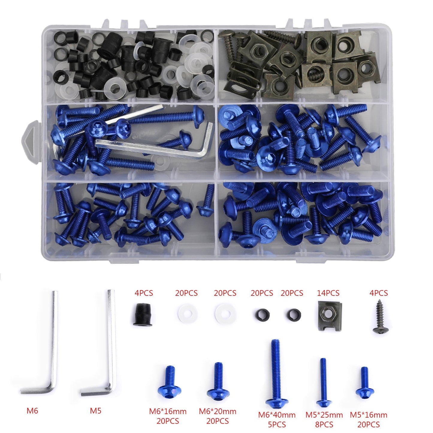 Honda Yamaha Suzuki Kawasaki 177PCS Fairing Bolt Kit Bodywork Screws