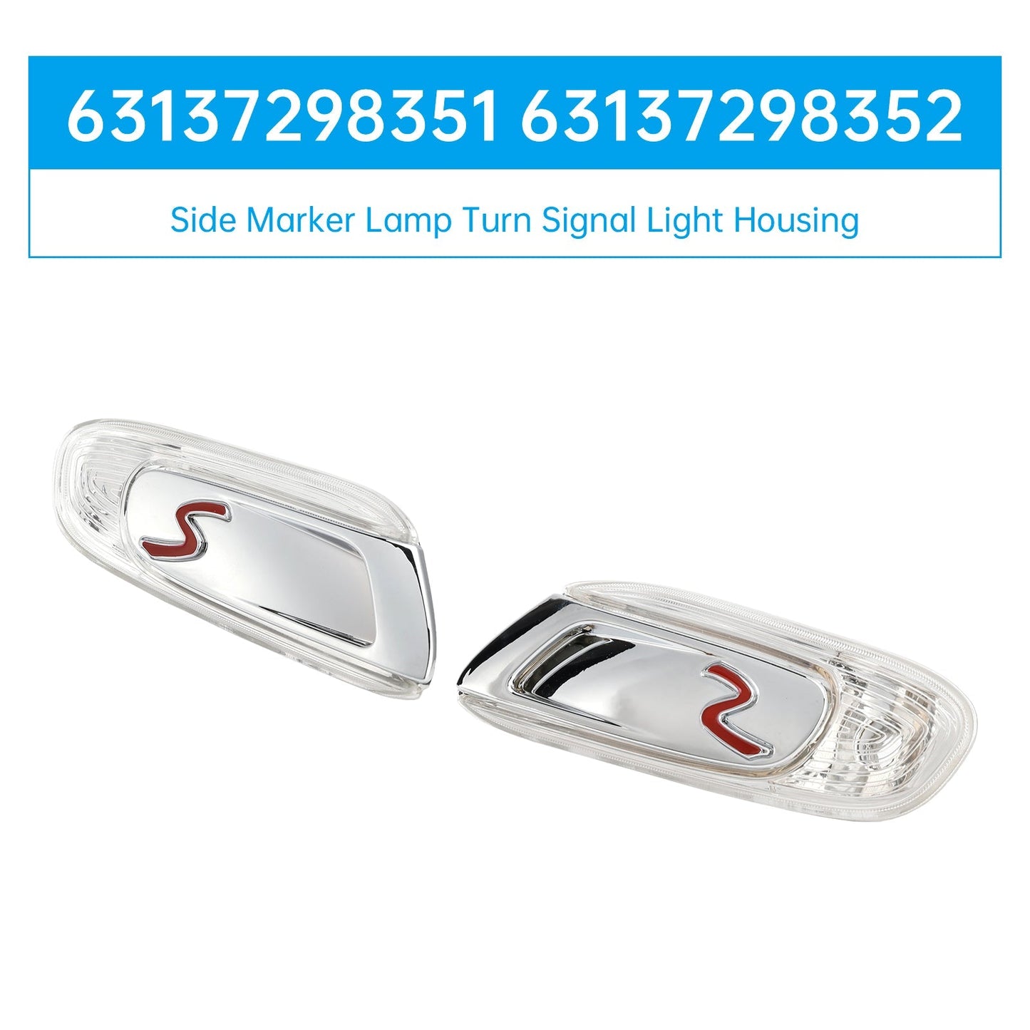 Par de luces de posición laterales para MINI F55, F56 y F57 S (2014-2021) con carcasa de luz de giro 63137298351 y 63137298352
