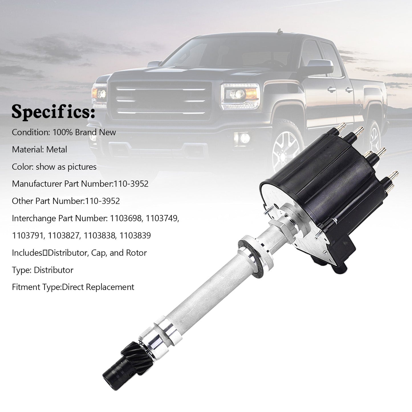 Ignition Distributor 1103952 For For GMC C/K Pickup Truck Van Camaro 5.0L 5.7L 7.4L
