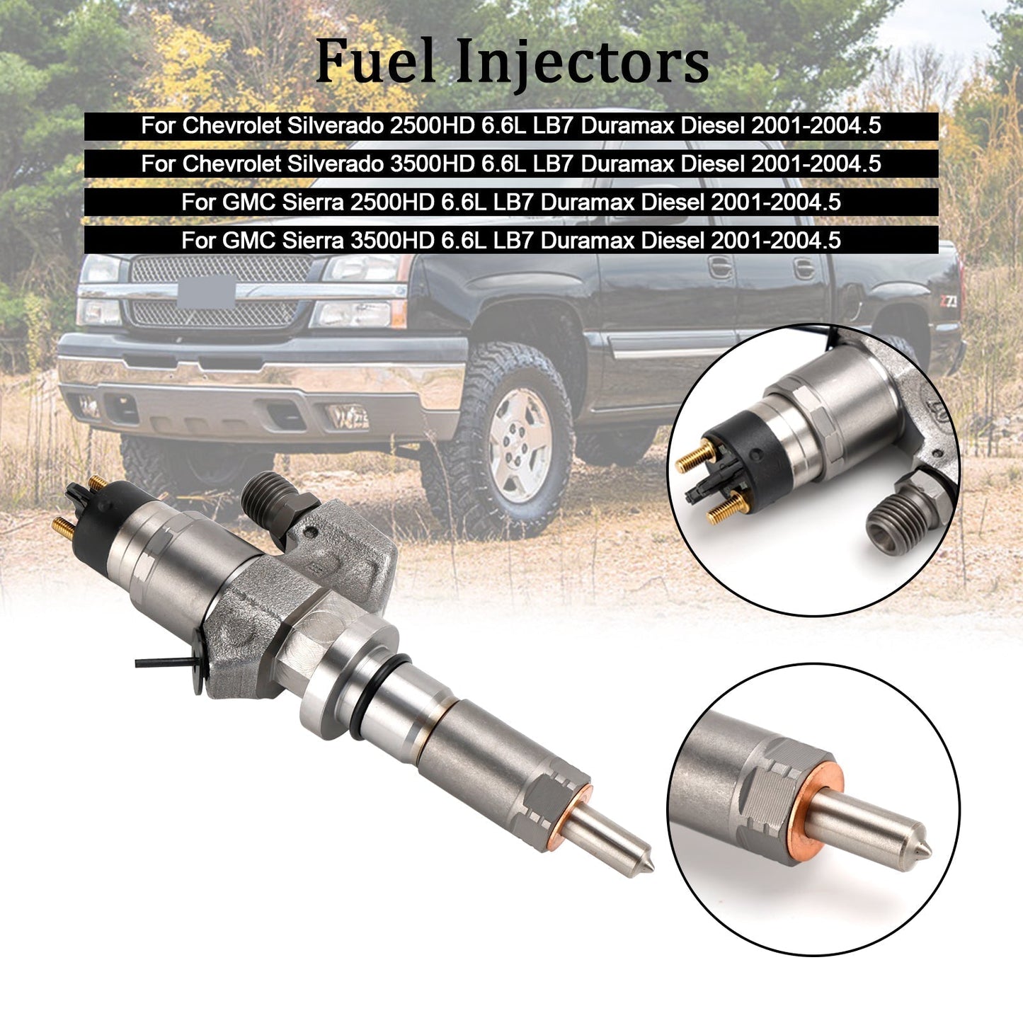 Injecteur de carburant diesel Duramax 6,6 L LB7 0445120008 0986435502 97208074 pour GMC Sierra 2500HD/3500HD 2001-2004.5