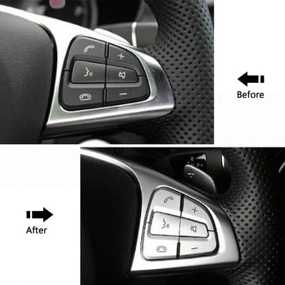 2015-up Mercedes Benz A B C GLA GLS GLE CLS Class Steering Wheel Button Silver Trim