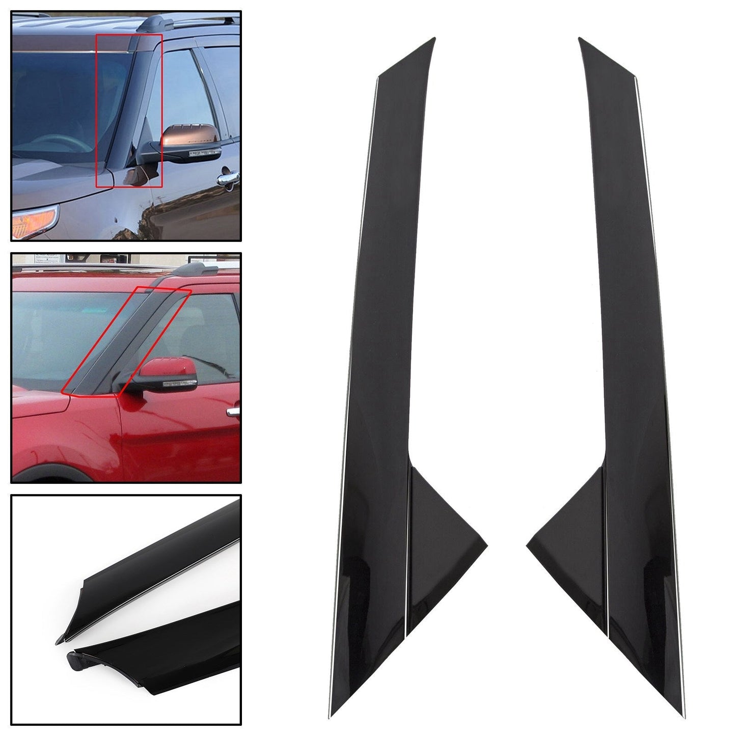 2011-19 Ford Explorer Left+Right Pair Side Windshield Outer Trim Molding BB5Z-7803144-AA
