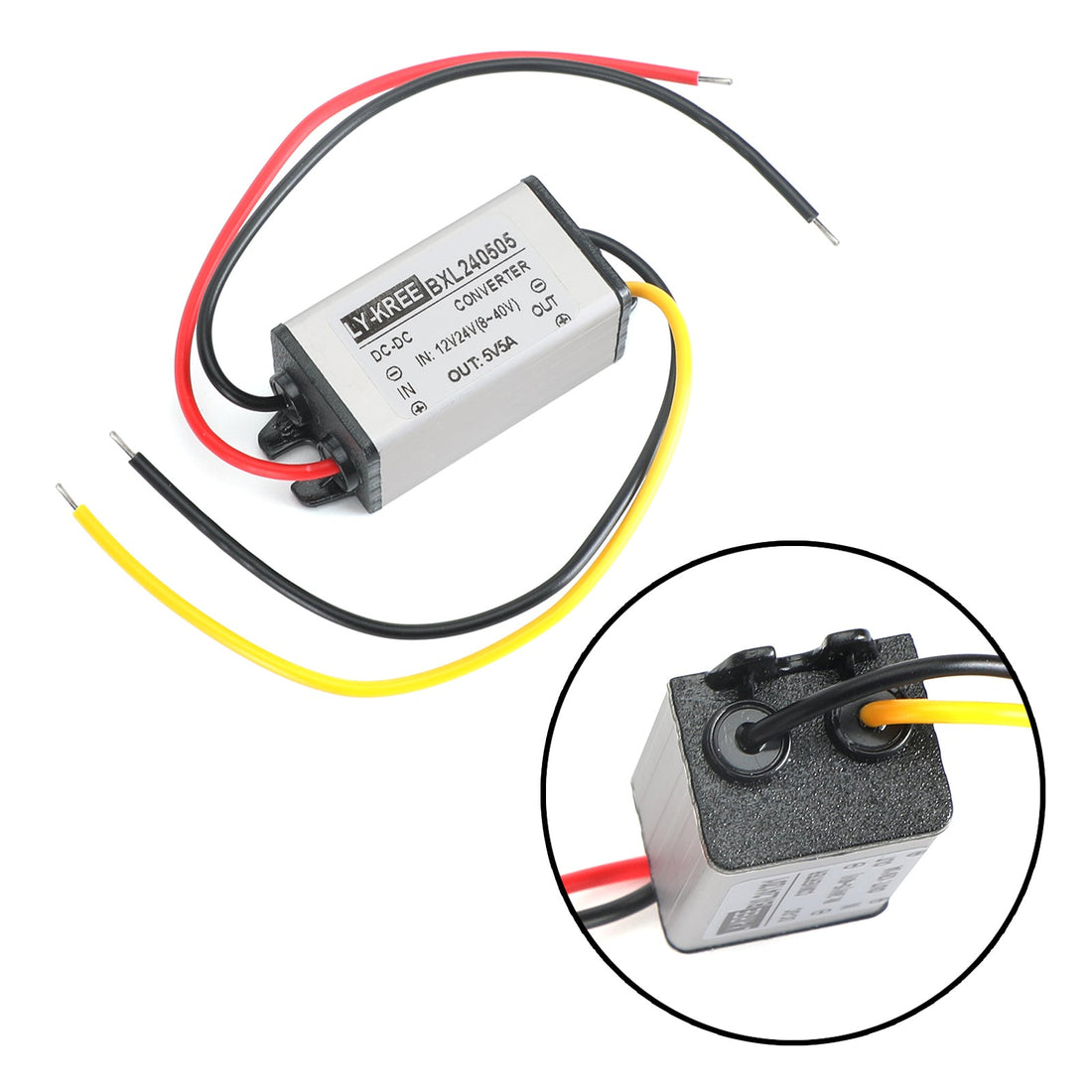 12V/24V to 5V 5A 25W Waterproof Converter Step Down Volt Module Power Supply, 12/24V-5V-3A