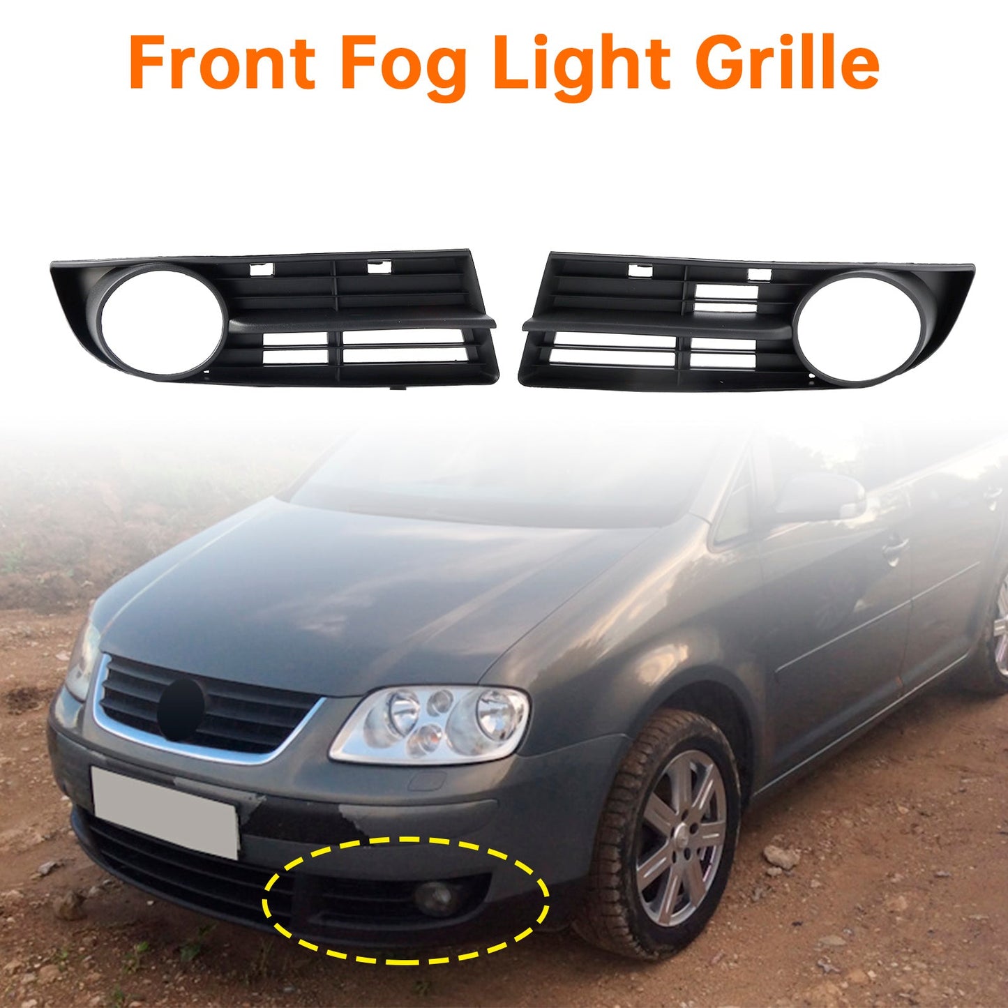 2003-2006 Volkswagen Caddy Front Bumper Foglight Grille 1T0807666A 1T0807665A
