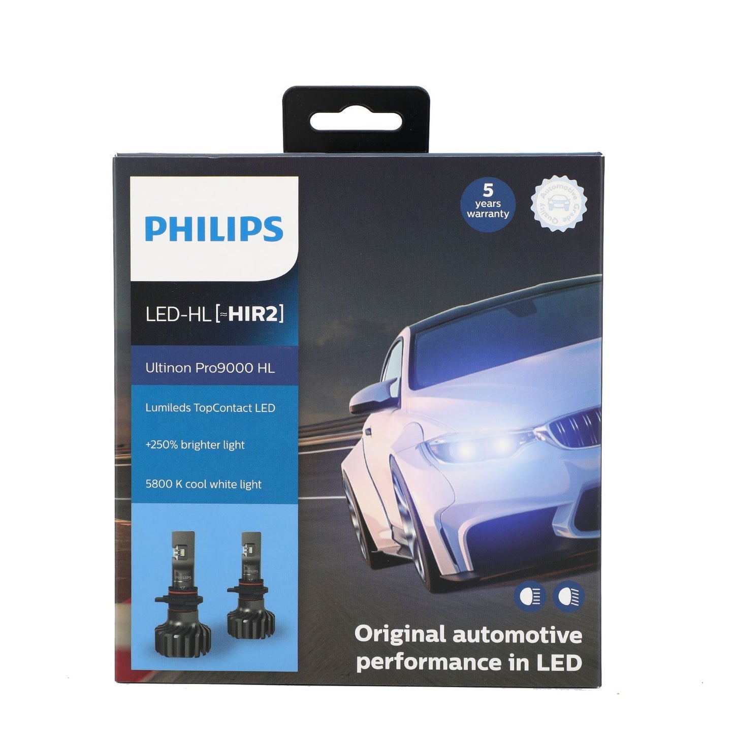 Pour ampoules de phares LED Philips H1/H3/H7/H11/HB3/4/HIR2 Pro9000 +250 % 5800 K
