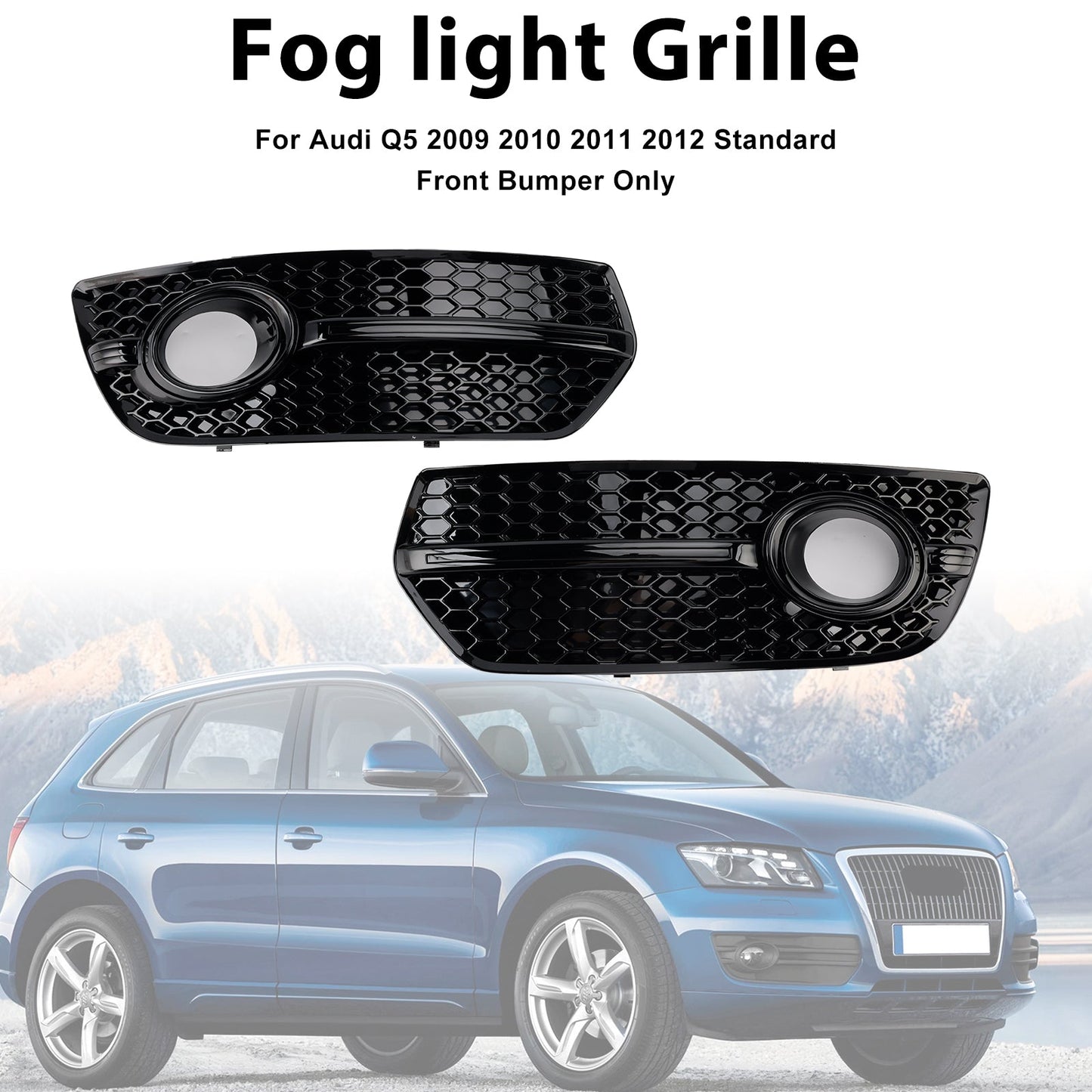 2009-2012 2PCS Front Bumper Grill Fog Light Lamp Covers Fit Audi Q5