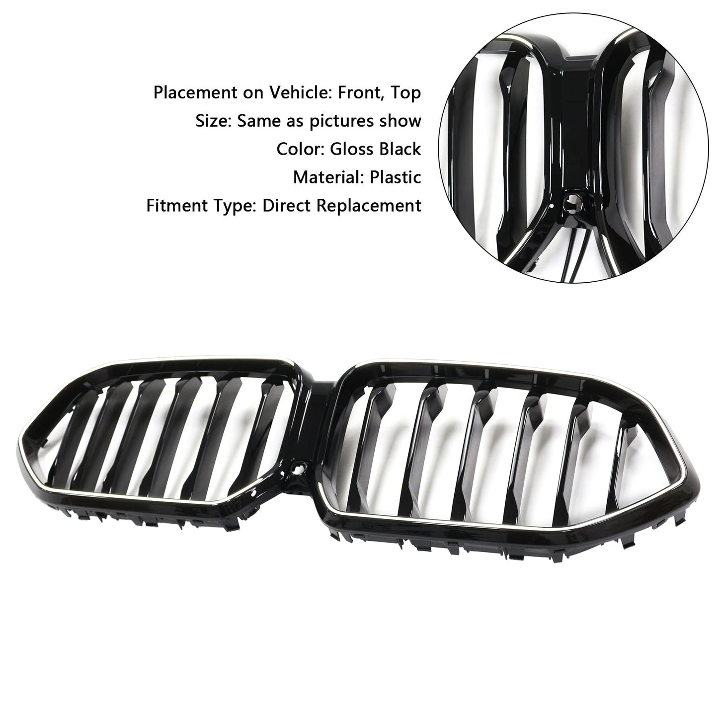 2020-2022 BMW X6 G06 M50i Black Front Bumper Grille Grill W/Camera Hole