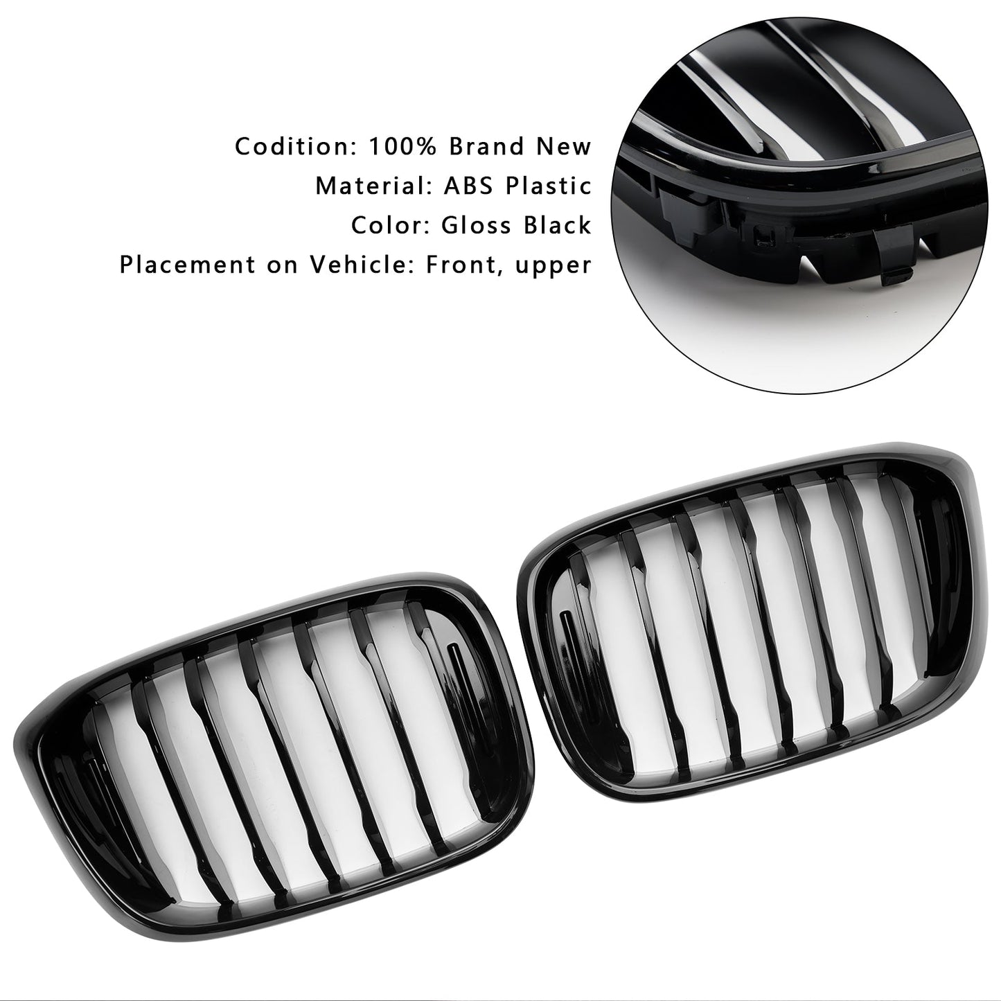 2018-2021 BMW X4 G02 X3 G01 G08 Gloss Black Front Kidney Grille Mesh Grill