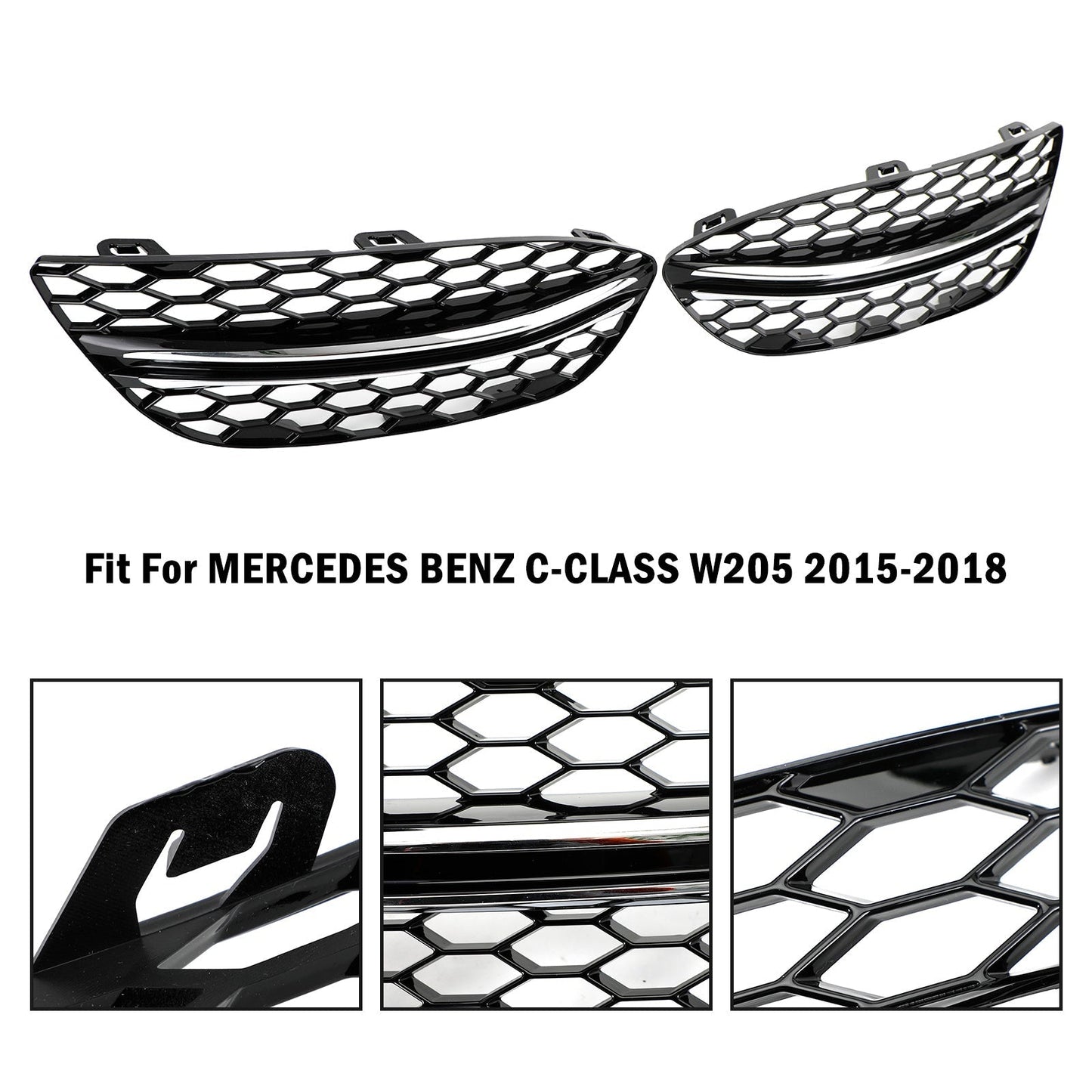 Benz 2015-2018 C-Class W205 14475205 2058851623 Black Chrome Front Fog Light Cover