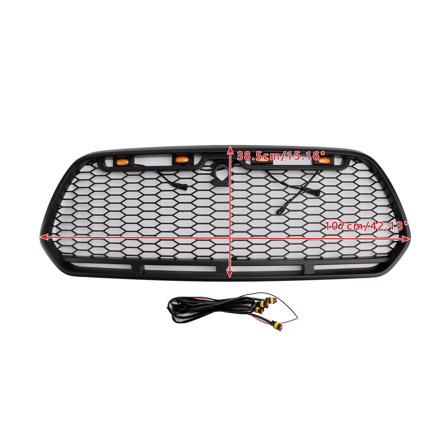 Matt Black Front Bumper Grill Grille Fit Ford Transit MK8 2015-2018 Raptor w/LED