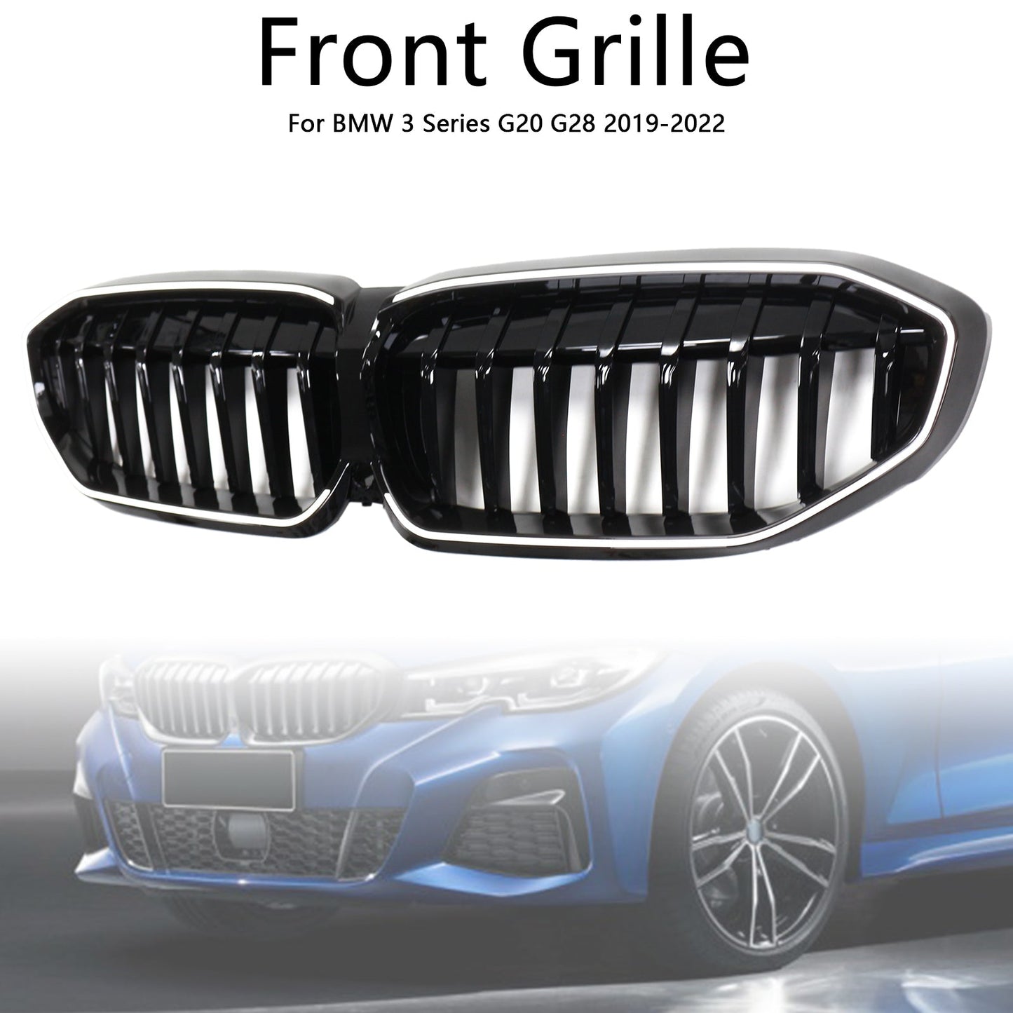 2019-2022 Glossy Black Kidney Grille Grill 51138072085 Fit BMW 3 Series G20